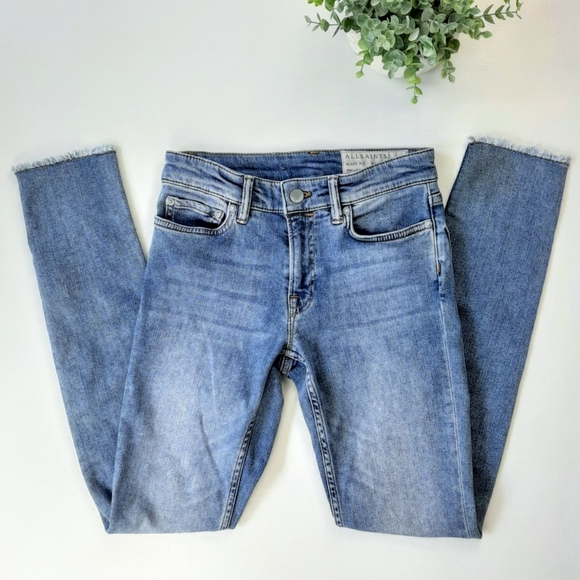 All Saints Mast Skinny Jean's With Frayed Hem 25 - Picture 3 of 9